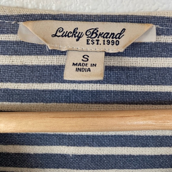 Lucky Brand Boho Cotton Jacket | Blue & Cream Print | Size Small | Zip Front - Picture 6 of 11